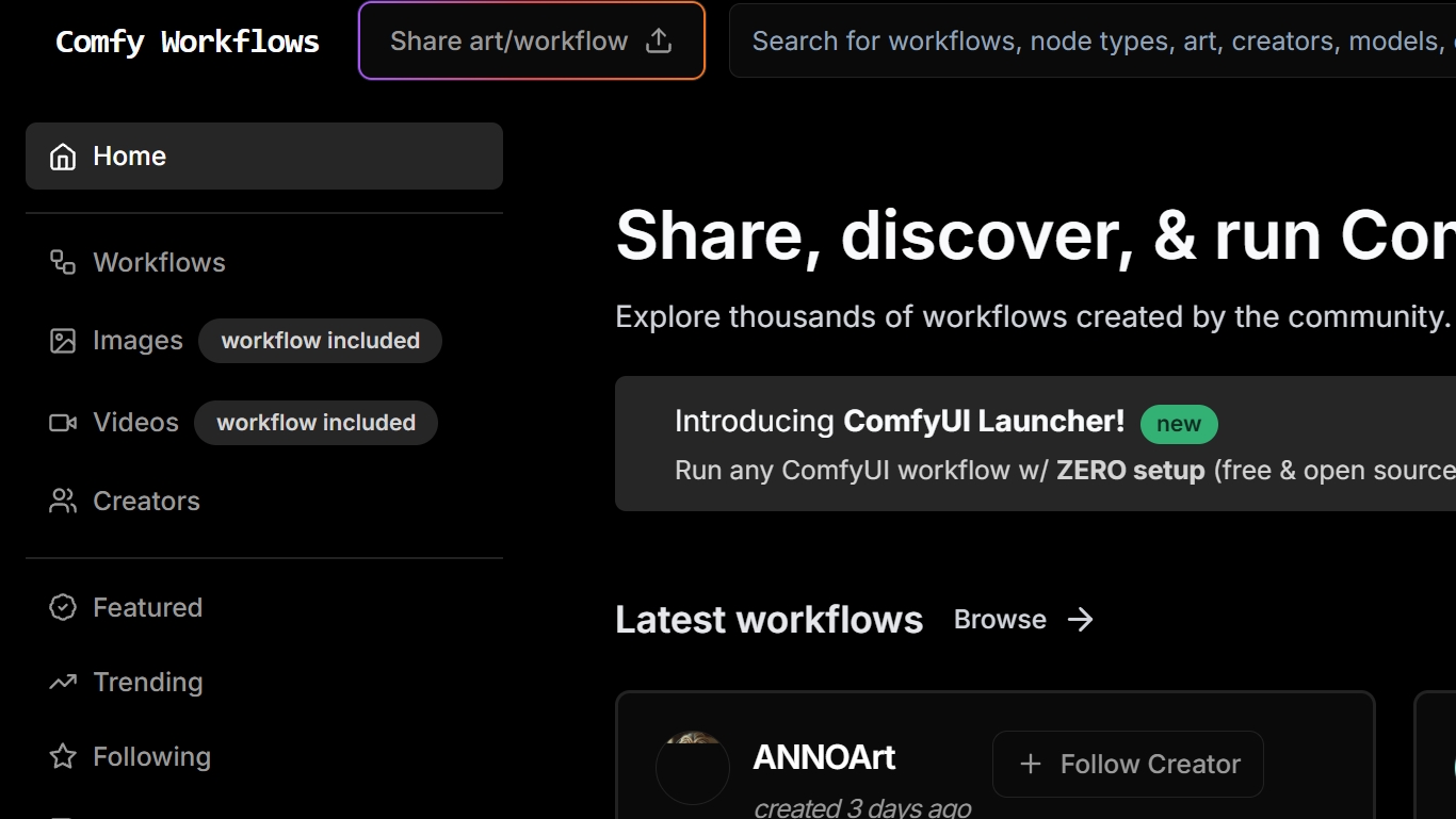 Comfy Workflows工作流分享社区